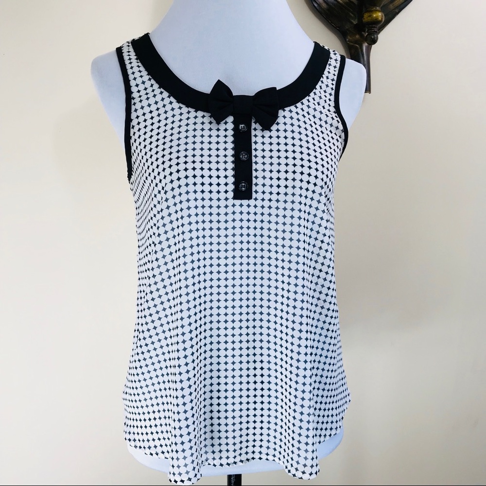 HAVE Peter Pan Bow Collar Geometric Sheer Tank